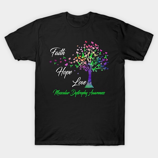 Faith Hope Love Muscular Dystrophy Awareness Support Muscular Dystrophy Warrior Gifts T-Shirt by ThePassion99